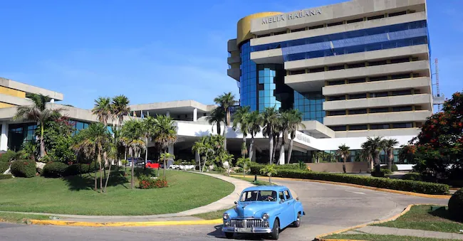 epa13125047 A view of the Melia Habana hotel in Havana, Cuba, on July 21, 2026. The Spanish hotel chain Melia, which manages 34 hotels in Cuba, will cease all operations on the Caribbean island starting July 24, 2026, due to «significant» operational, legal, and financial difficulties in the country, resulting from the United States embargo against Cuba. EPA/Ernesto Mastrascusa EPA