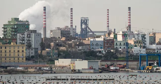 A view of the former Ilva of Taranto (Photo by Alfonso Di Vincenzo/KONTROLAB /LightRocket via Getty Images)