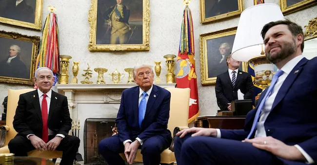 President Donald Trump, Vice President JD Vance and Israeli Prime Minister Benjamin Netanyahu last February at the White House REUTERS