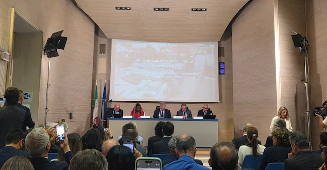 A moment from the seminar held at the Farnesina on the topic “Rome hub of the United Nations and Italian companies”