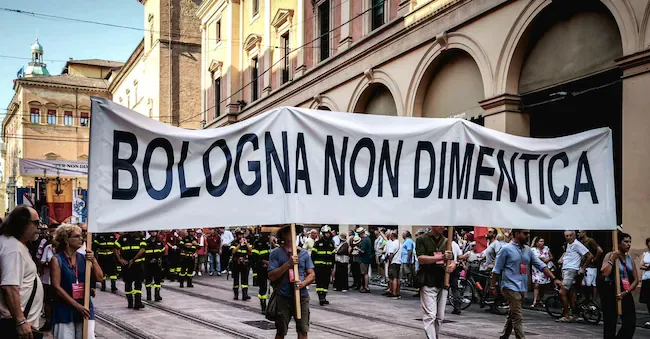 Demonstration in the Bolognese capital on the occasion of the 46th anniversary of the Bologna station massacre, August 2, 2026. ANSA/TINO ROMANO ANSA