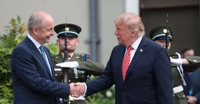 Irish Prime Minister Micheal Martin (left) meeting with United States President Donald Trump at Farmleigh House in Dublin, Ireland, on September 12, 2026.  (EPA)