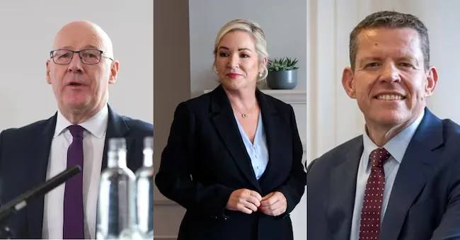 From left John Swinney, Michelle O’Neill (Northern Ireland), Rhun ap Iorwerth (Wales)