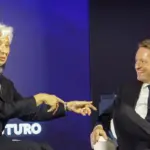Christine Lagarde and Andrea Ceccherini together in discussion with young people about the future