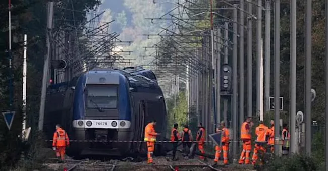 The derailed train in France