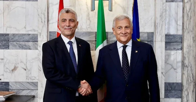 Deputy Prime Minister and Minister of Foreign Affairs Antonio Tajani (on the left) met at the Farnesina with the Turkish Minister of Commerce Ömer Bolat